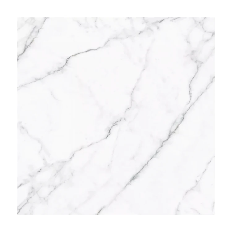 Lobby Hotel High Quality Full Glazed Metallic White Tile Floor and Wall Porcelain Marble Look Carrara White Square Tiles 80x80