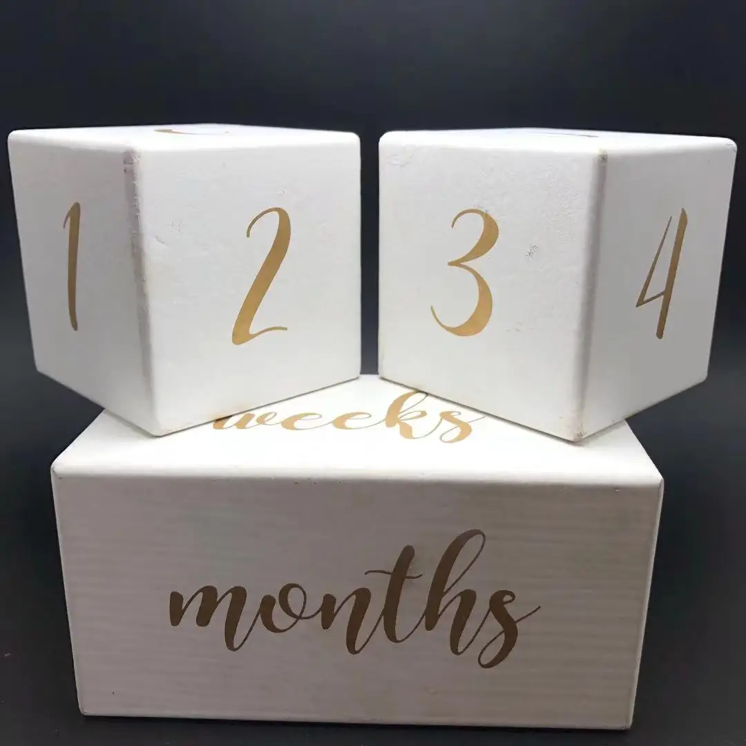 65mm MDF Wooden Cube Calendar Office Desk decoration countdown rectangular block DIY wooden cubic blocks