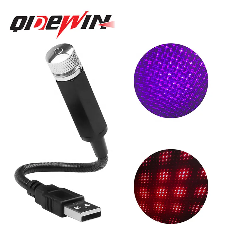 Hot Selling QIDEWIN usb star decoration lamp red purple blue 12v atmosphere bulb interior projector night light led car lights