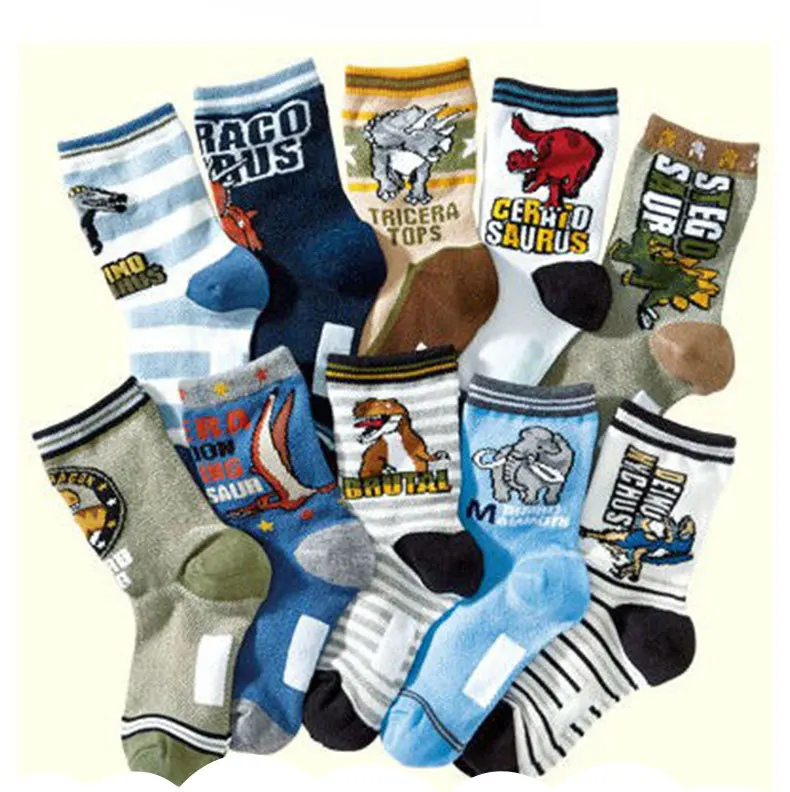 10 pairs /lot baby boys daily cartoon dinosaur socks set