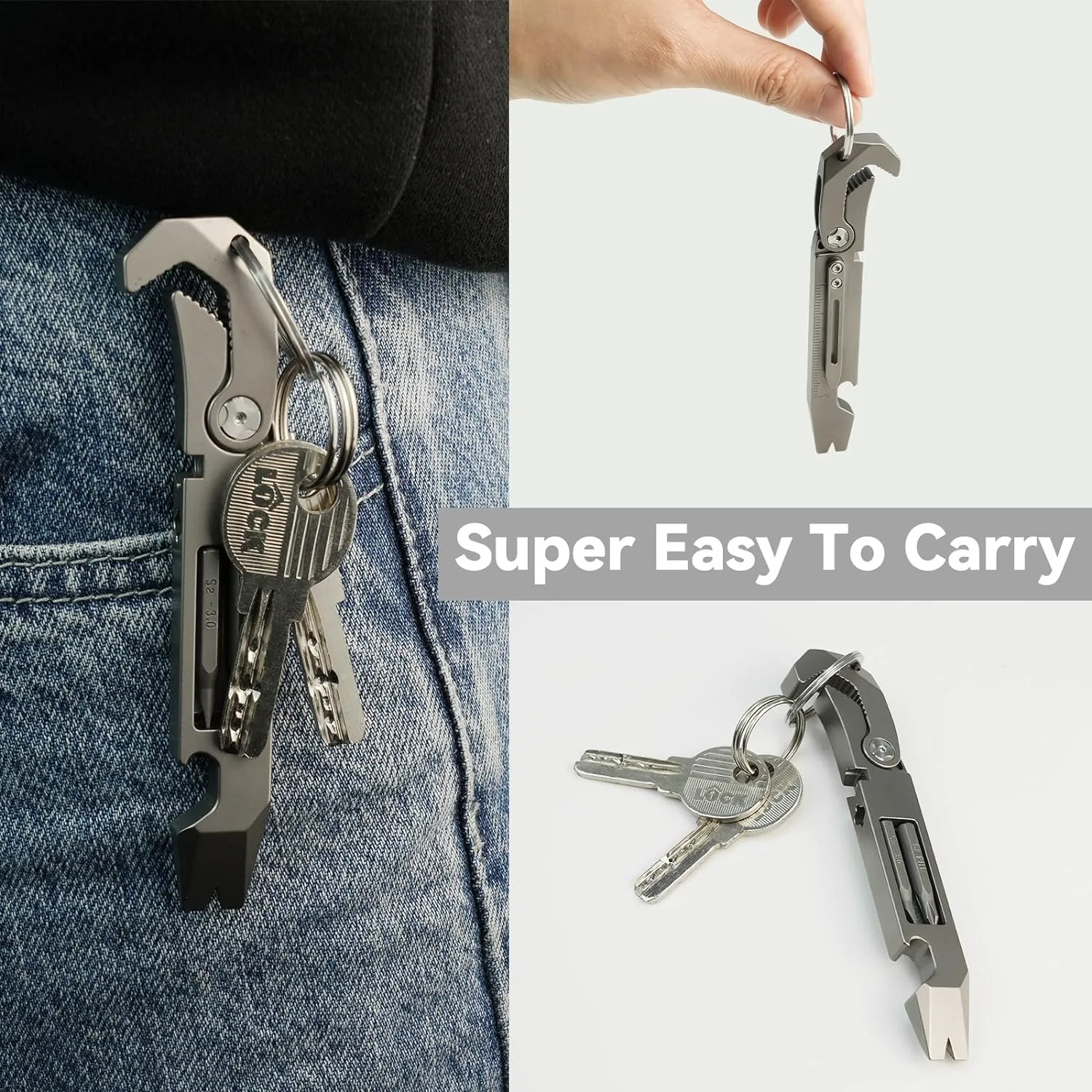 Multi-functional Titanium EDC Ti Pry Bar Set with Bottle Opener, Wrench,  Screwdriver for Outdoor Multi Tool Camping Accessories