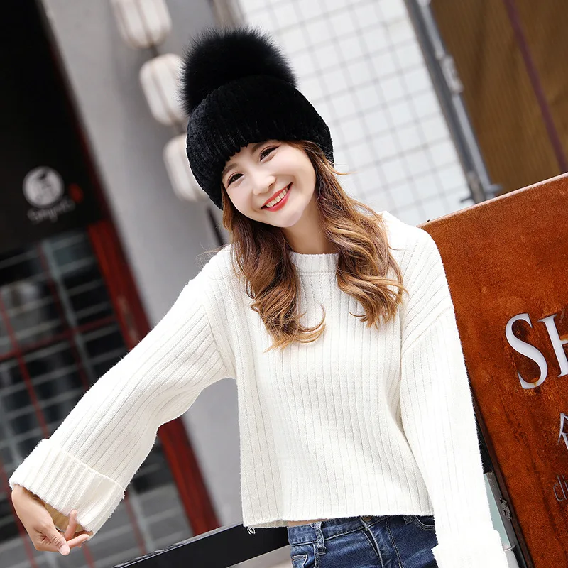 winter beret hat for women knitted hat rabbit fur be  fur hats bucket  fur winter fox  women Gaoding  Rex rabbit hair Plush