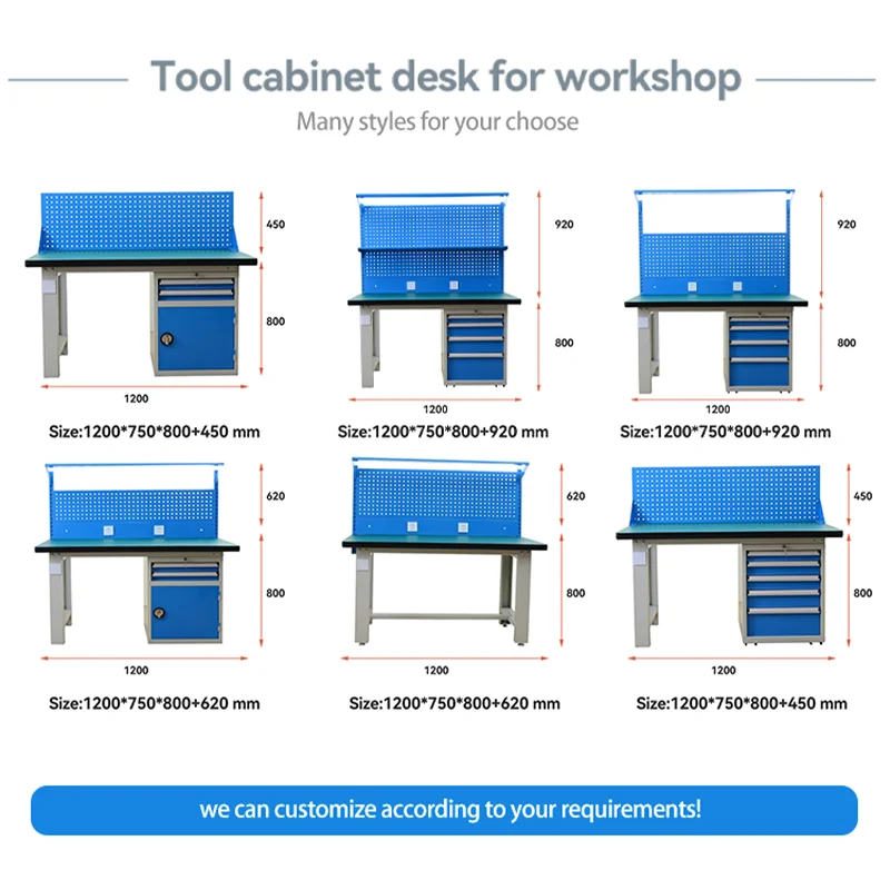 metal steel heavy duty workbench with tool cabinet 4 drawers mechanic tools cupboard for truck
