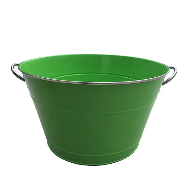 Lovely Galvanized Painted Metal Flower Bucket with Two Handles