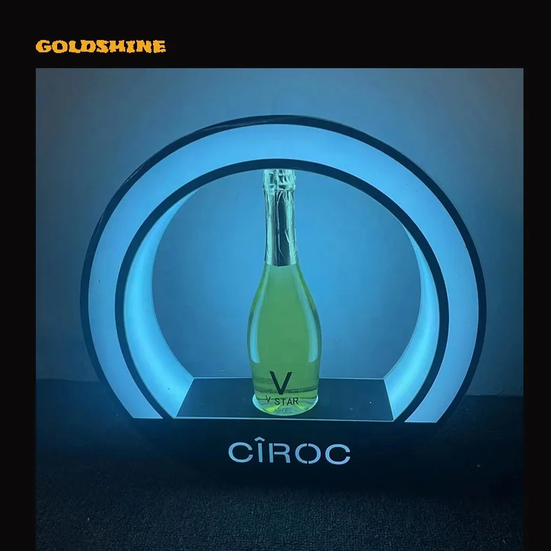 Rechargeable Acrylic Lighted Logo Display LED Light Bottle Presenter Wine holder LED Light Acrylic Wine Bottle Display