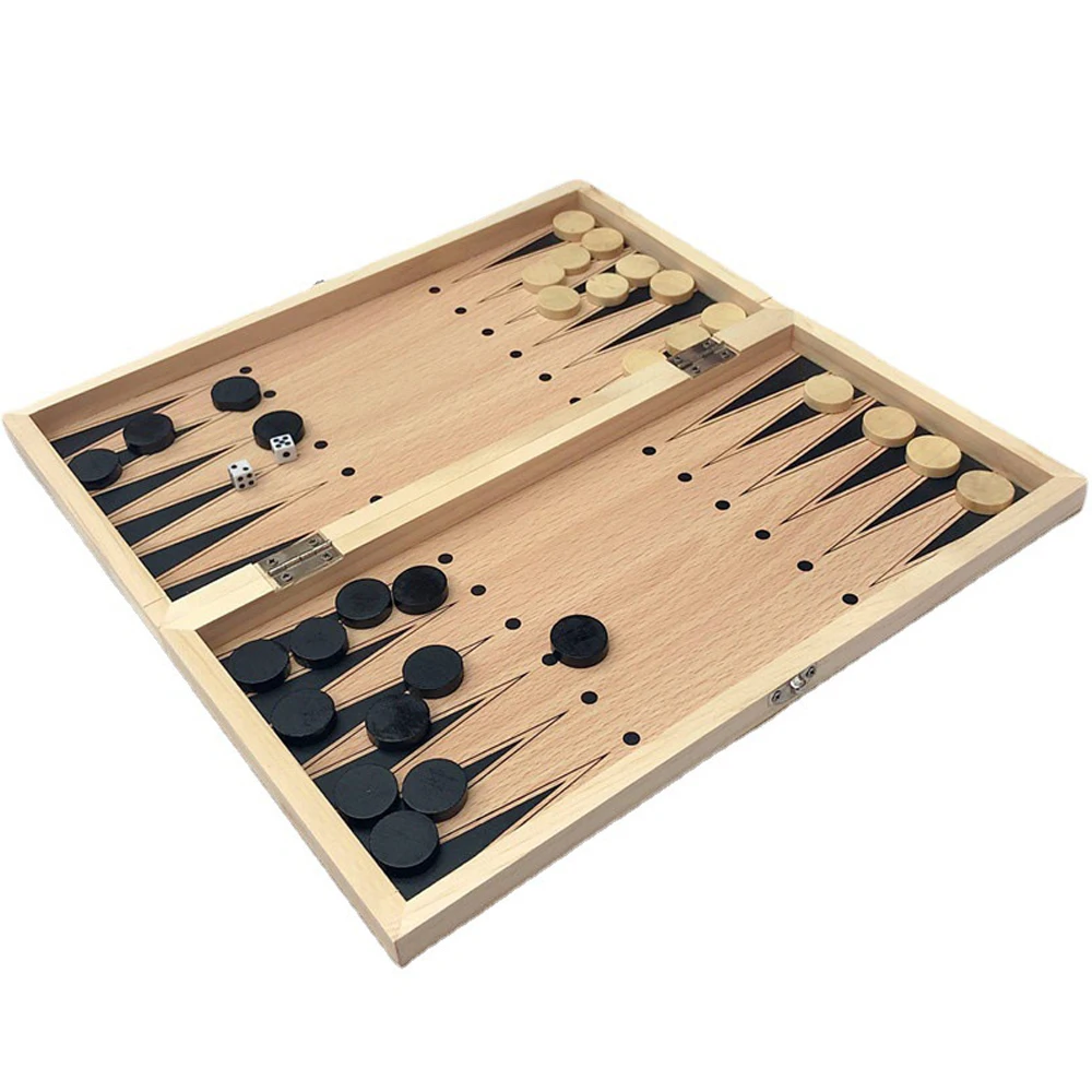 wooden chess set backgammon and plastic chess pieces chess 3 in 1 game 29*29cm