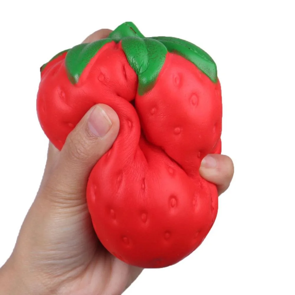 
New design red strawberries slow rising jumbo strawberry fruit food squishy squishies squeeze toy 