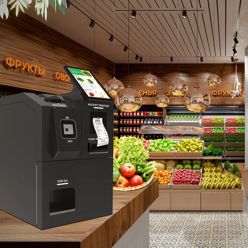 Self-service printing report terminal kiosk for coffee shop