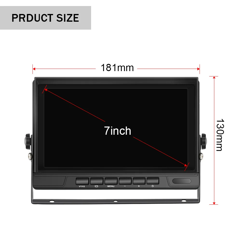7 inch IPS Car Video Recorder HD Rear View Parking Monitor 12-24V Truck Bus 4CH/Quad Display