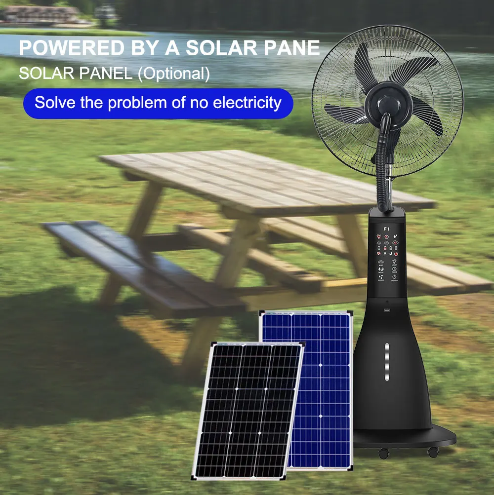 New Product Standing Fan with Solar Panel 9 Speeds Portable Rechargeable Fan