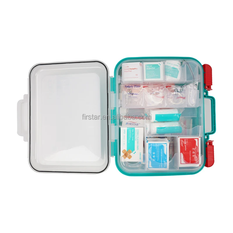 FIRSTAR Custom First Aid Kit Hard Red Case 154 Pieces Premium Medical Supplies for Travel Home Office Camping Workplace Outdoor