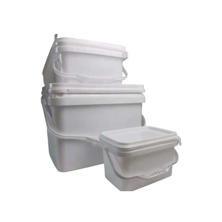 Ведра с крышкой для пищевых продуктов квадратные пластиковые прямоугольные логотипы пластиковая ручка упаковка на заказ 1 5 л 2 3 10 20 25