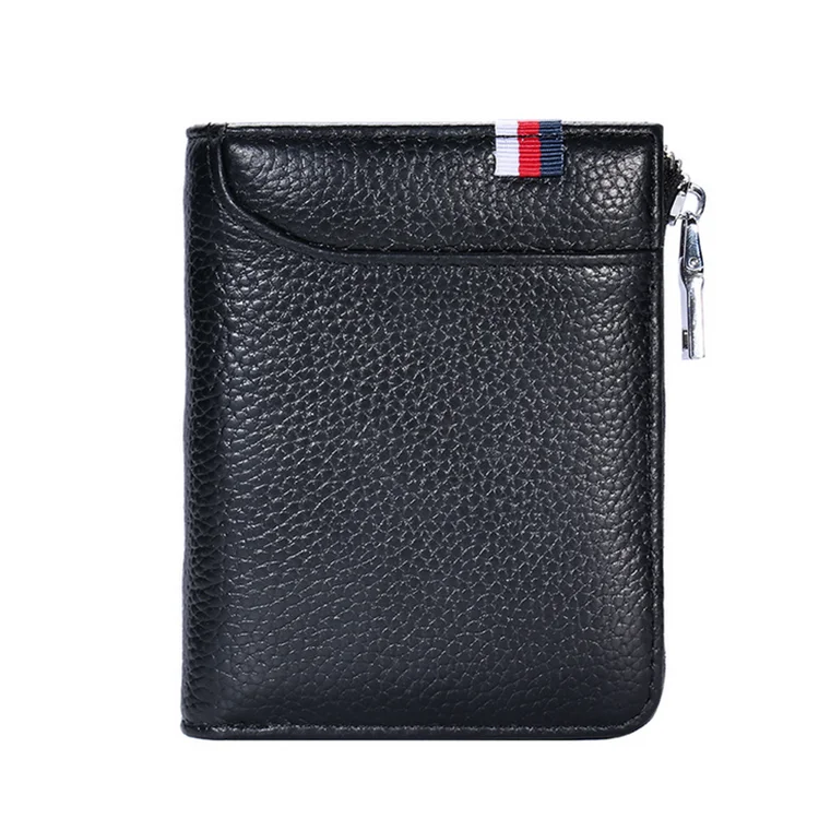 outdoor oem manufacturer high quality RFID business zipper closure mini small short men leather wallets
