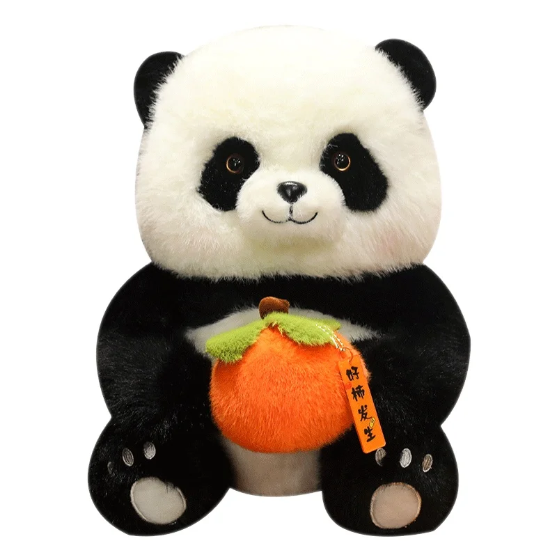 23cmHigh Quality Factory Wholesale Cute Soft Holding Fruit Persimmon Panda Plush Toy Novelty Stuffed Panda Toy