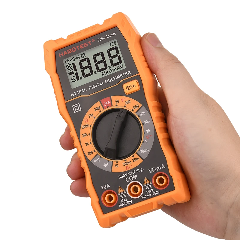Habotest Most Competitive DMM Digital Multimeter Tester Multimetro 600V Voltage 10A Currenct 20M Ohm Resistance CE HT108L