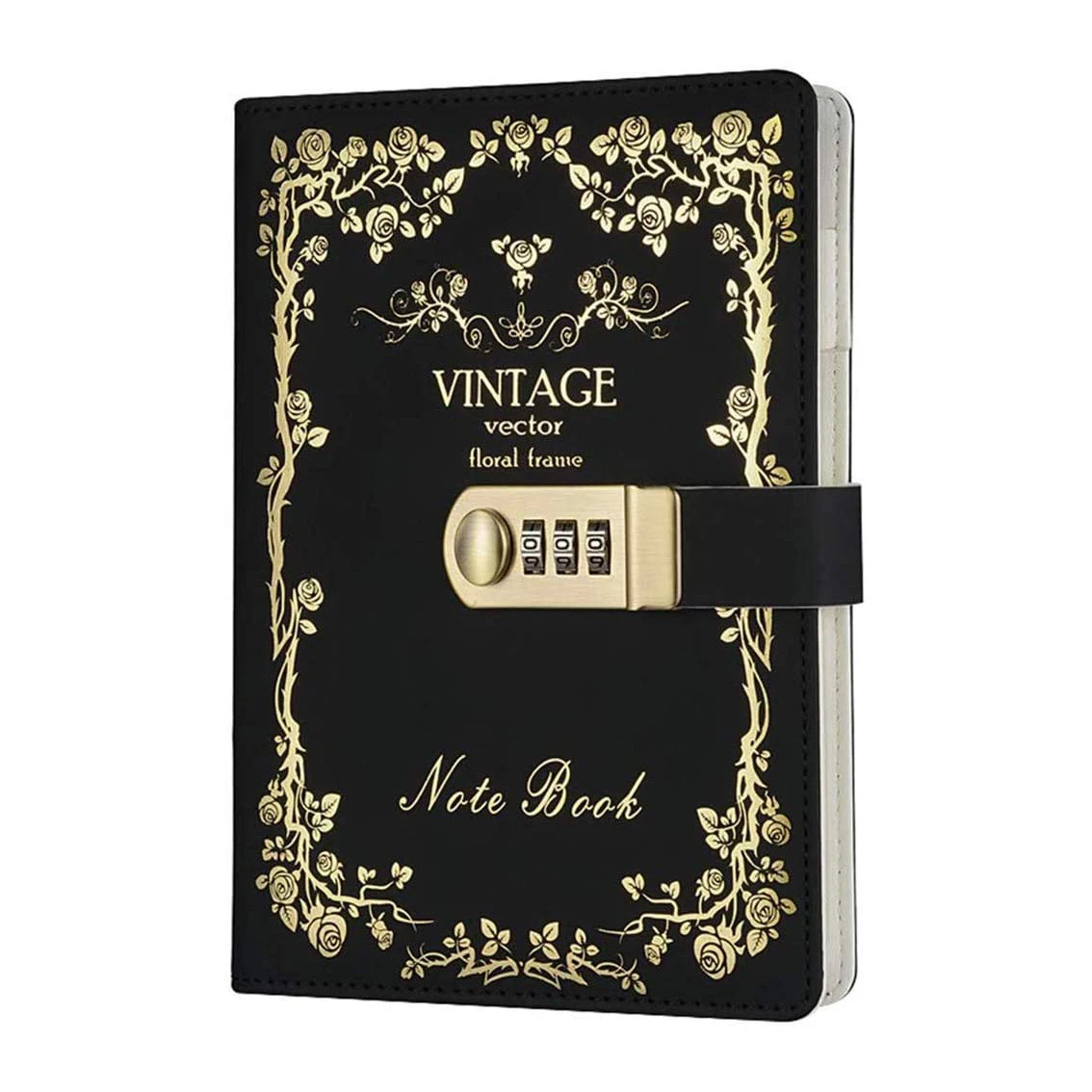 Eco friendly Vintage Flora Journal Travel Leather Hardcover Ruled A5 Password Locking Notebook