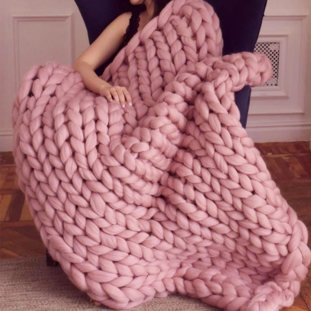Bedroom Decor Fashion Bulky Handmade Soft Knitting Throw blanket Knit Chunky Blanket for Gift