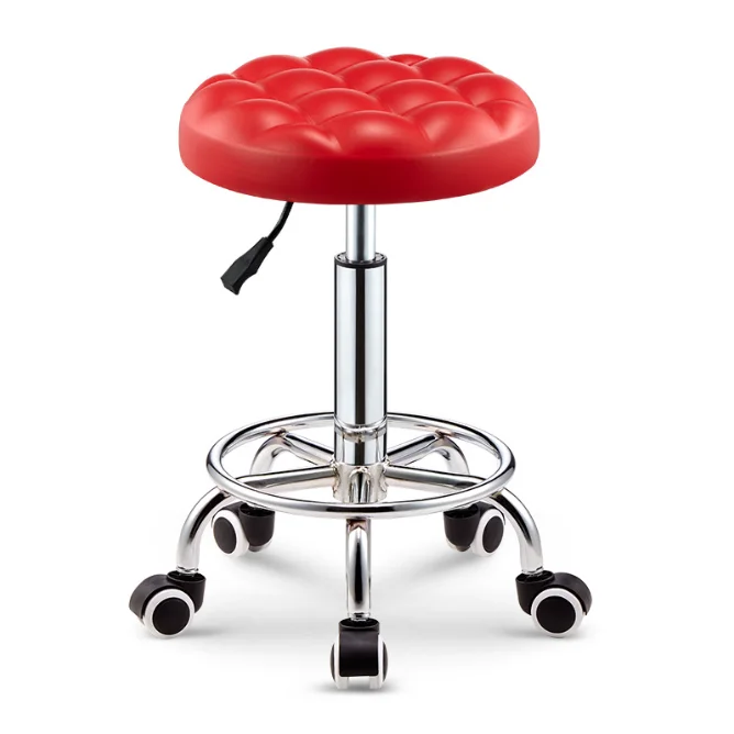 Modern Design Swivel Round Stool Stylish Cheap Bar Chair with Pulley for Barber Lab Reception or Outdoor Gym Use