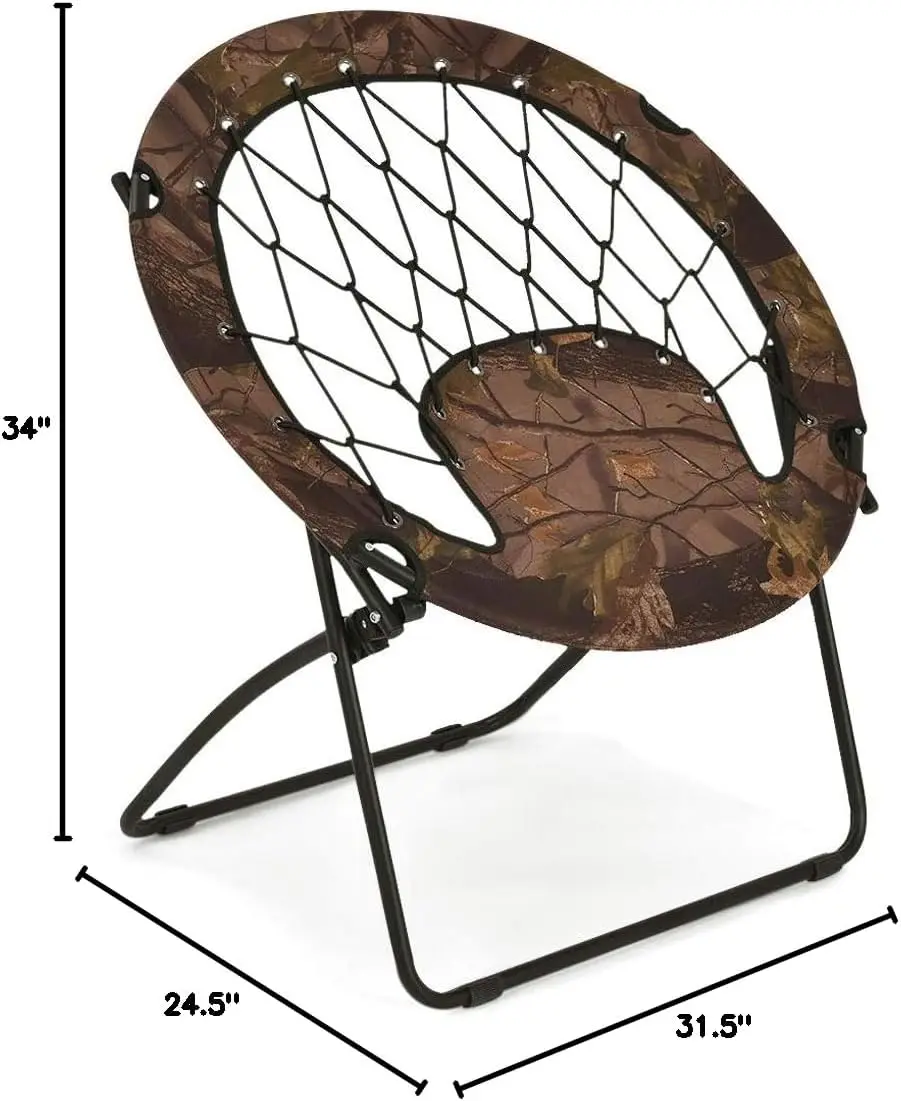 Garden Outdoor Gray Spider Web Folding  Round Bungee Chair Folding Moon Chair