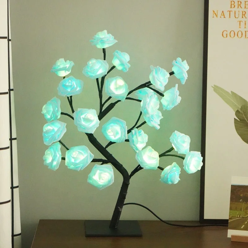 Valentines Rose Lamp Gifts LED Flower Tree Desk Lamp Night Light LED Rose Table Lamp
