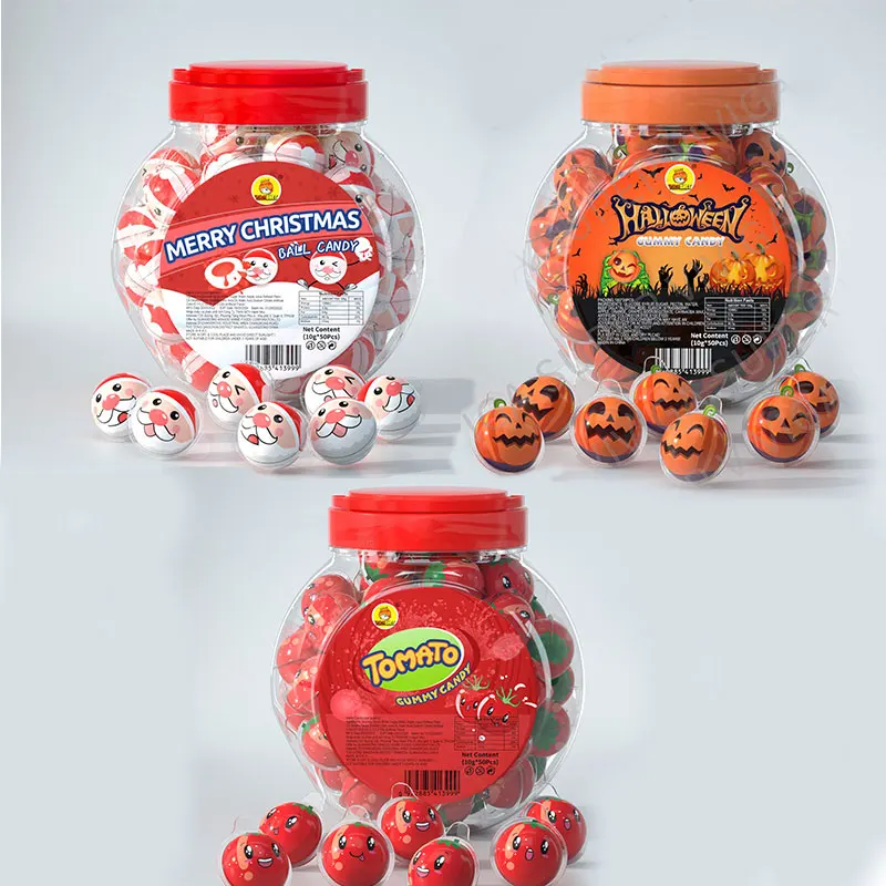 Halal Yummy Ball Gummi Sweets Filled Fruit Jam Jelly Gummy Soft Candy In China