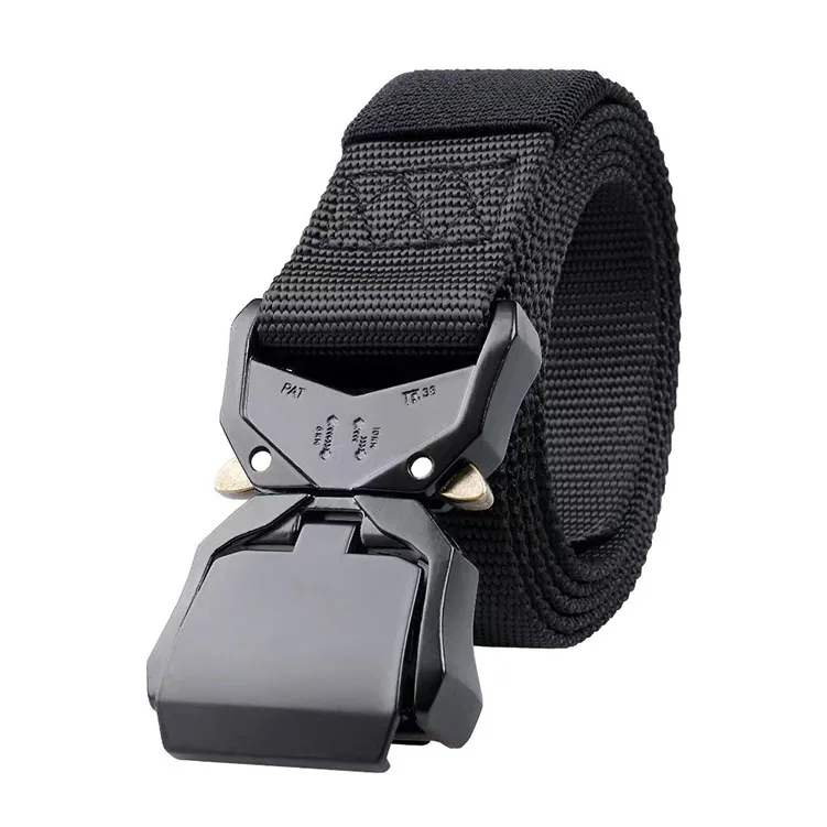 Tactical Webbing Belt High Quality  Quick Release Nylon Men Black Customized Outdoor Male Belt