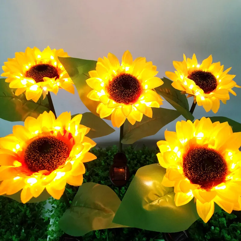 Outdoor Sunflowers Outside Garden Lawn Light Waterproof Solar Sunflower Flowers Pathway solar Light For Patio Yard Decoration