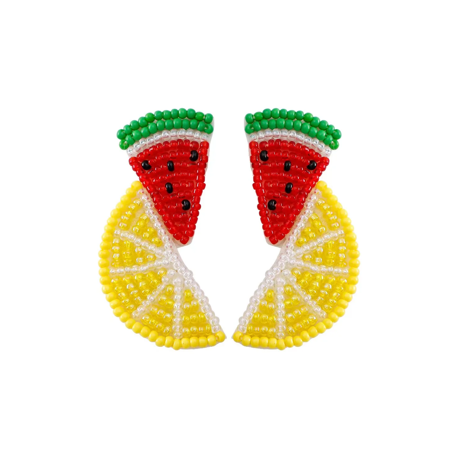 Latest new fashion handmade summer holiday jewelry miyuki seed bead fruit watermelon lemon earrings