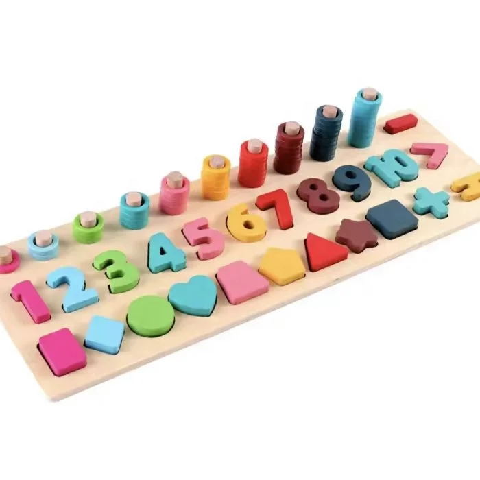 amazon montessori educational wooden number puzzle wooden count numbers math number matching board Toys