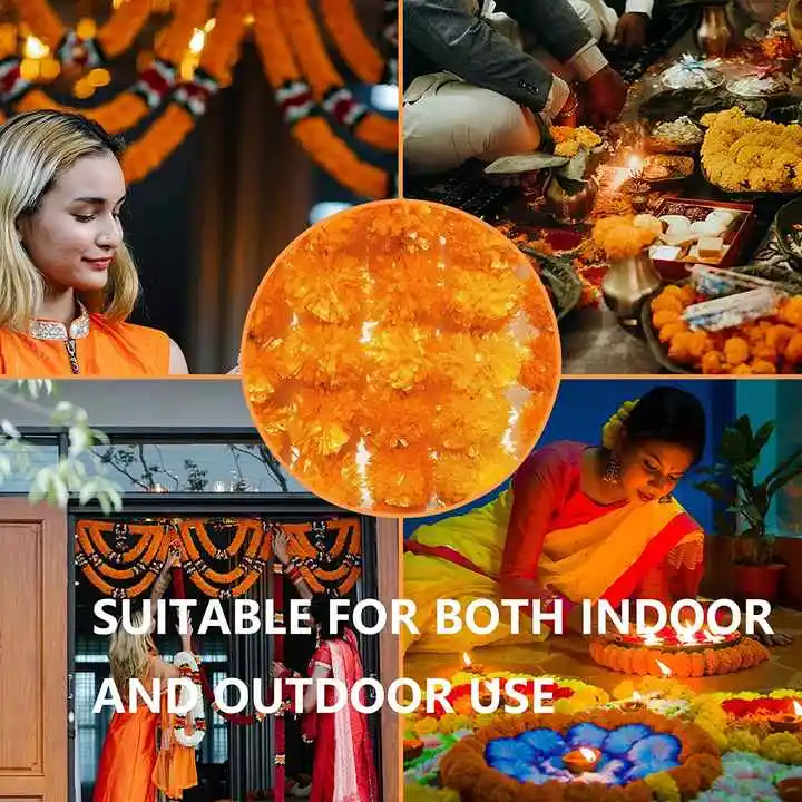 Nicro Handmade Hanging Festival Holiday Door Wall Ornament DIY Indian Wedding Marigold Flowers Artificial Diwali Decoration