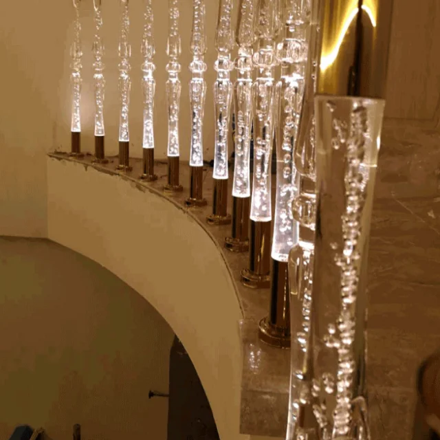 New Arrival Indoor Acrylic Stair Railing Plastic Stair Handrail Crystal Glass Stair Pillar Clear Acrylic Baluster