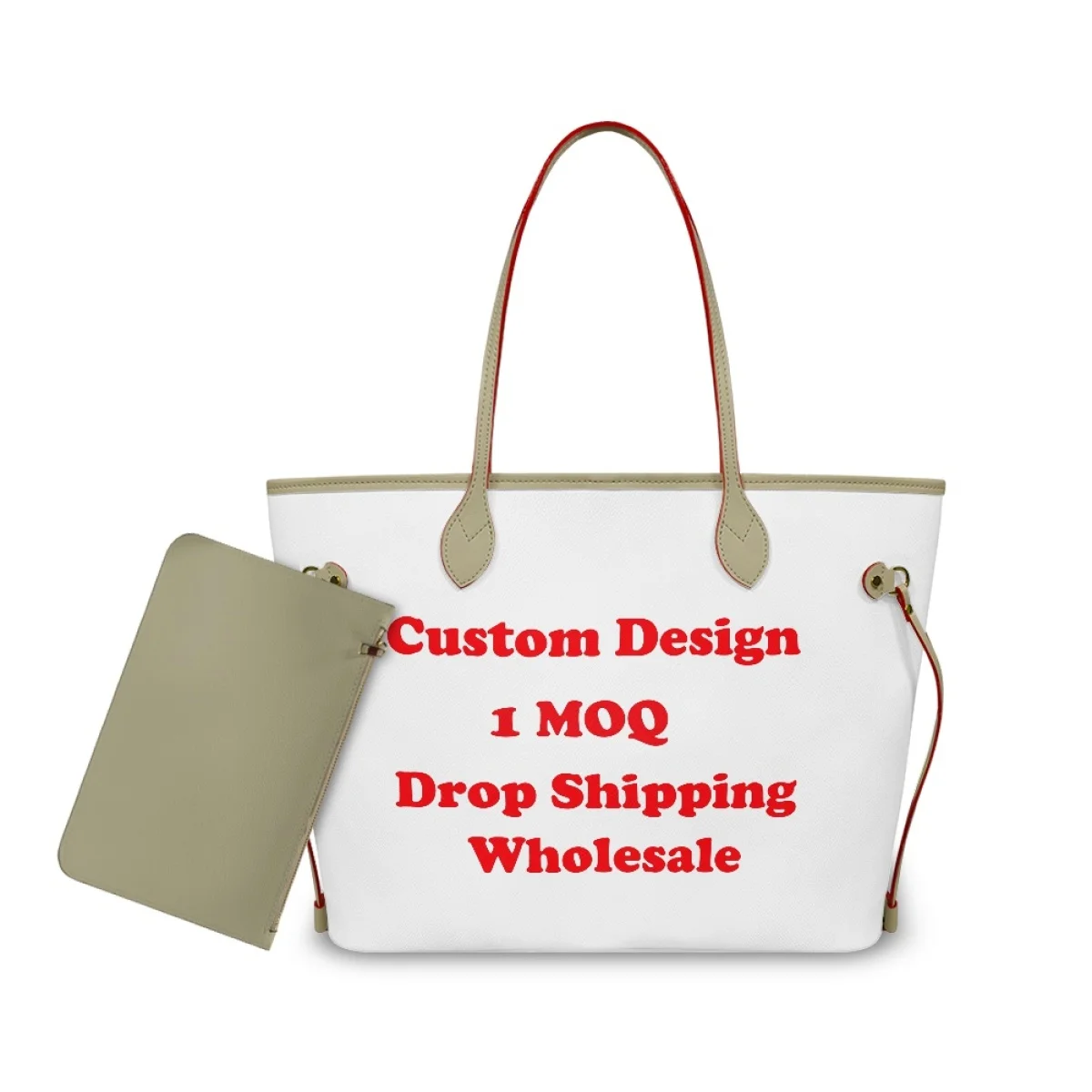 Custom Women Purse Handbags Large Capacity 2 Pieces Lady Print On Demand Pu Crossbody Newest Trendy Tote Bag With Zipper Pocket