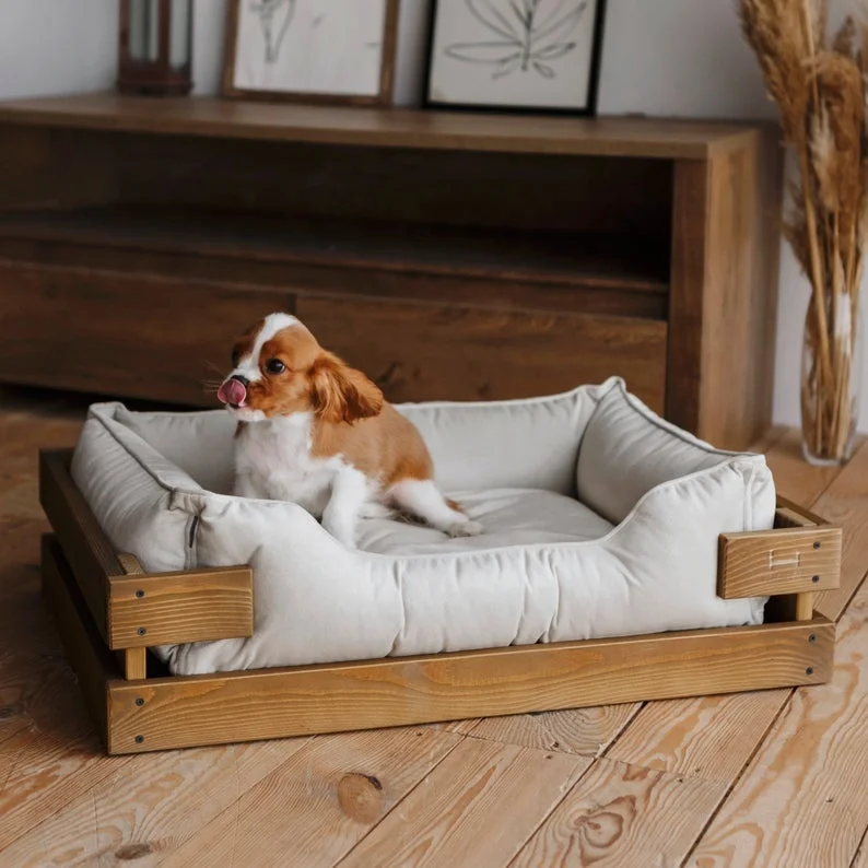 Hot Design Large Wooden Dog Bed Crate Furniture Extra Dog Bed Wood Frame Pet Bed
