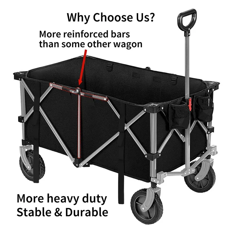 Portable Luggage Outdoor Picnic Beach Camping Wagon Trolley Garden Trail Foldable Collapsible Folding Utility Camping Cart