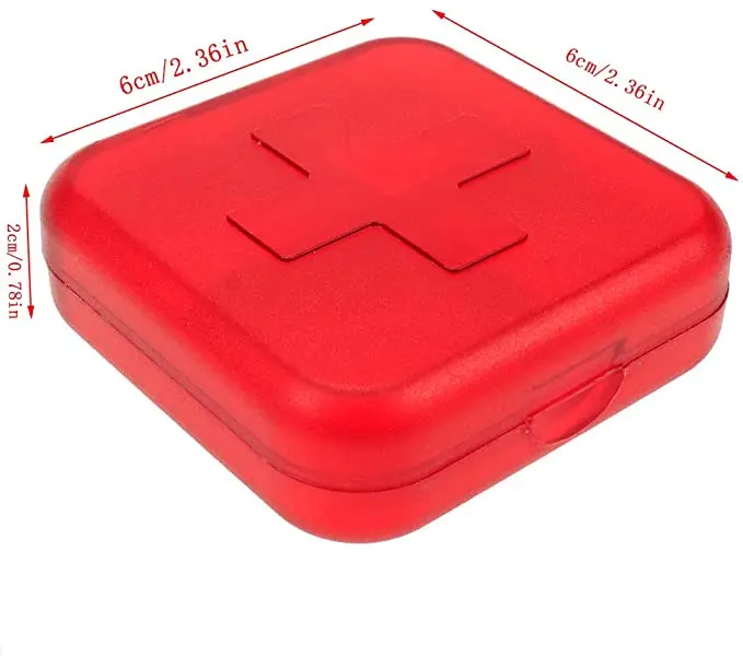 Square Pill Organizer Box 4 Compartment Travel Medication Carry case Container - A Daily Pillbox Dispenser Reminder for Vitamin