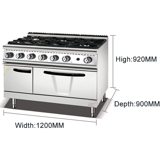 Commercial kitchen professional 6 burner gas cooking range prices industrial gas stove with oven restaurant machines equipment
