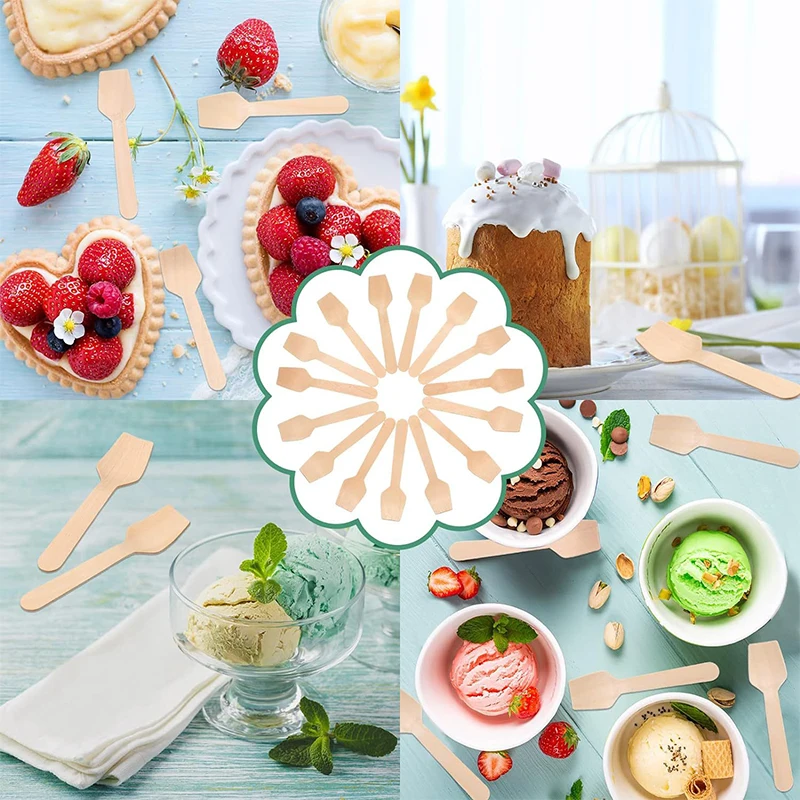 Oem Healthy Natural Birch 100% Biodegradable Disposable Ice Cream Food Wooden Coffee Spoon Wood Cutlery For Party