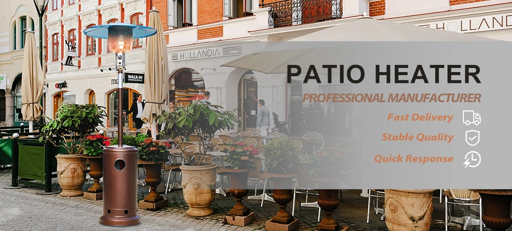 Backyard Outdoor Umbrella Patio Gas Heater Customizable Wheeled Flame Gas Heater For Commercial Use