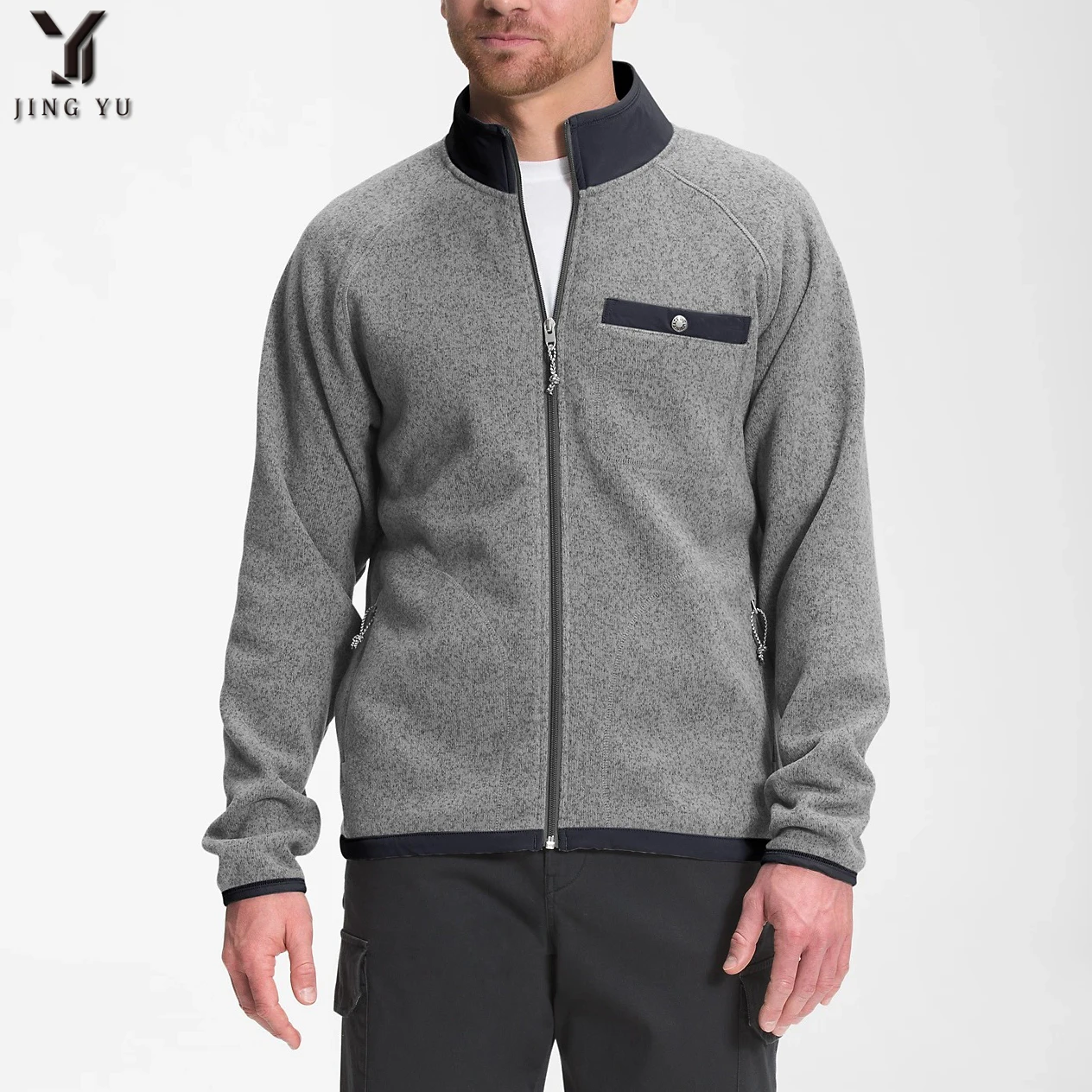 heavyweight knit fleece custom blanket work warm full zip up workwear jacket coats for men