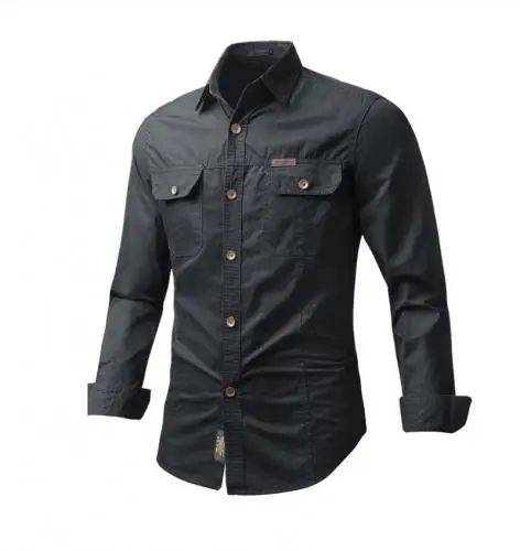 2023 hot sale Cotton Slim Plus Size Men Long Sleeve lapel collar Casual Shirts 790352