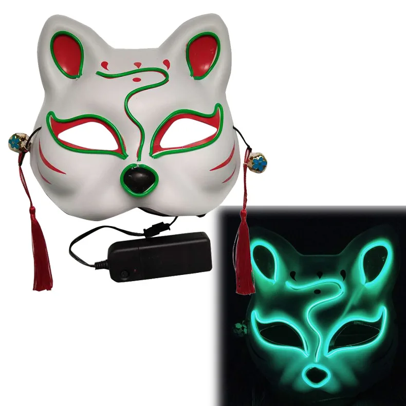 Neon Halloween Mask Sexy LED Light Up Luminous Fox Cosplay Half Face Cat Mask For Halloween Party