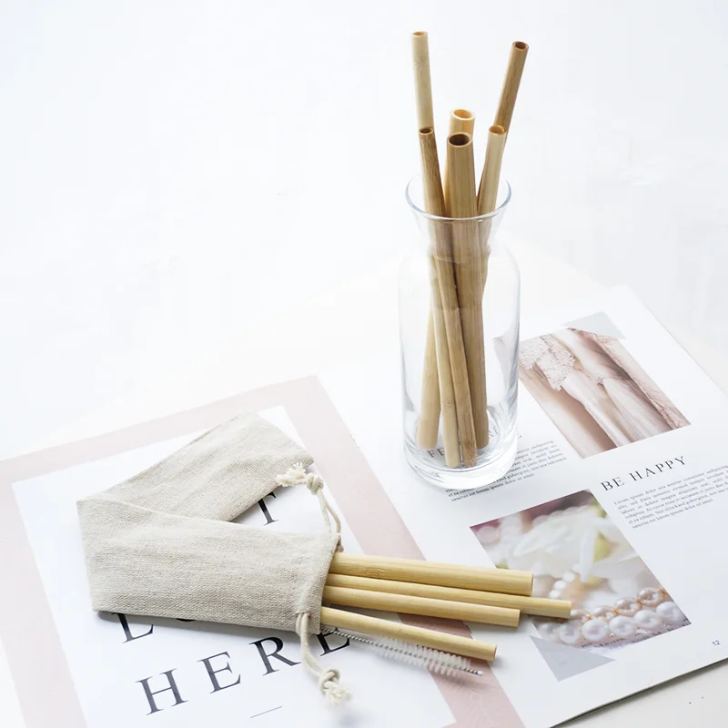 Best selling custom logo natural eco-friendly reusable bamboo straws