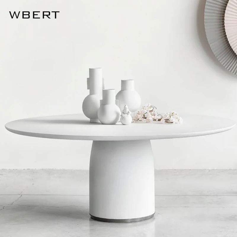 WBERT Luxury Stone Table Set Small Nordic round Marble Table for Modern Living Room Solid and Creative Dining Table