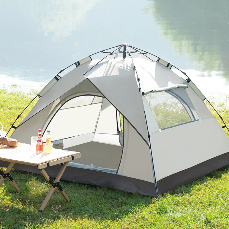 3-4 person outdoor camping tent big size sun protection easy up tent hiking beach tent