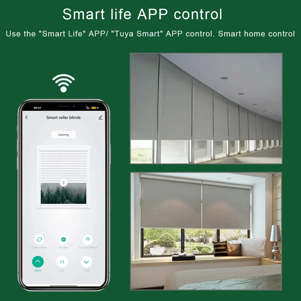 Tuya WiFi Horizontal Remote Smart Curtains Motorized Motor Alexa Echo Compatible Blackout Roller Blinds Motor for 37 38 Tube