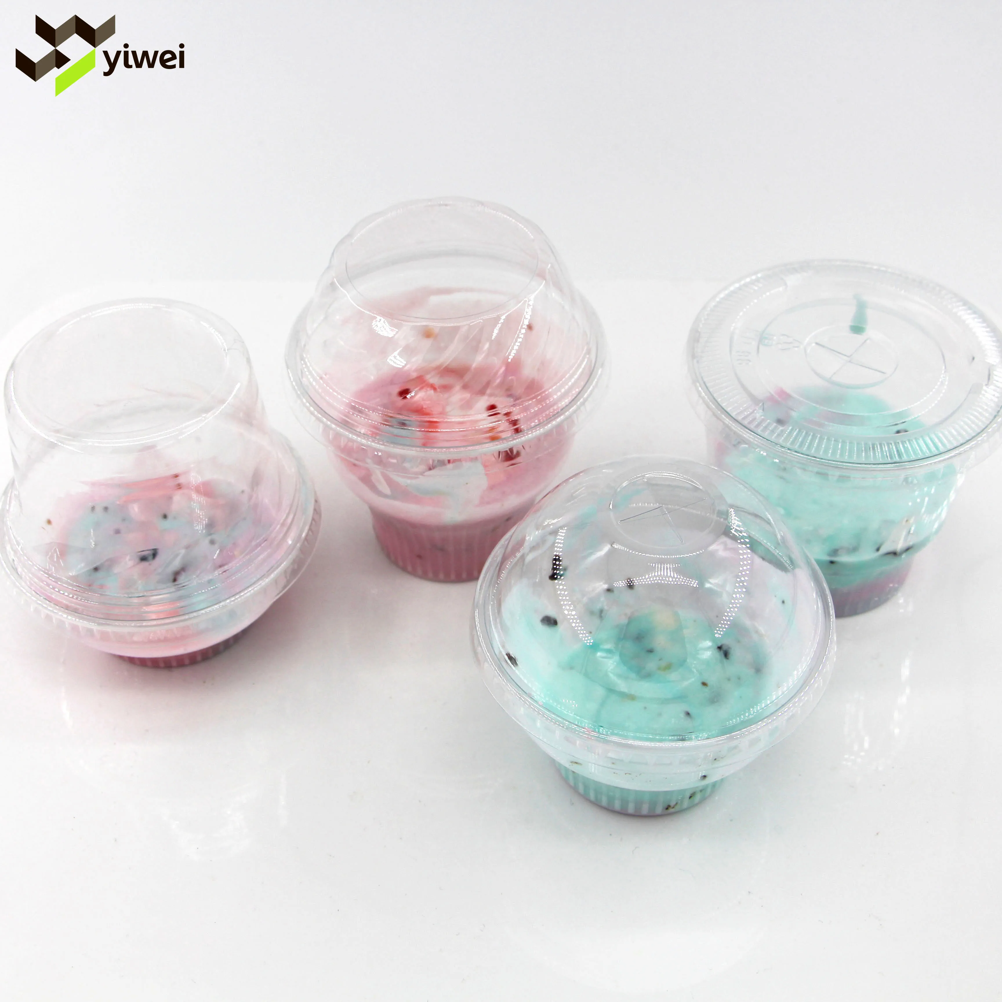 Wholesale Eco Friendly Disposable Plastic Cup Custom Transparent Ice Cream PET Cups Biodegradable for Cold Drinking