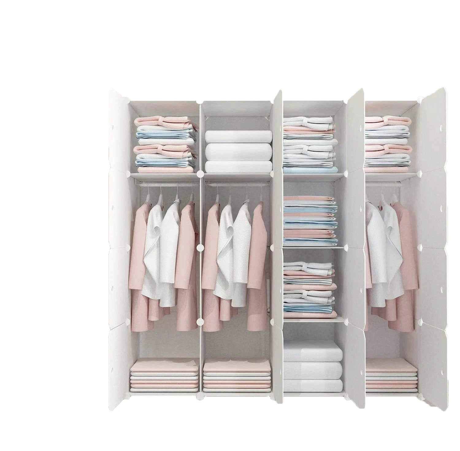 Various colors of household fashion, simple, large-capacity floor-standing pp wardrobe storage cabinets