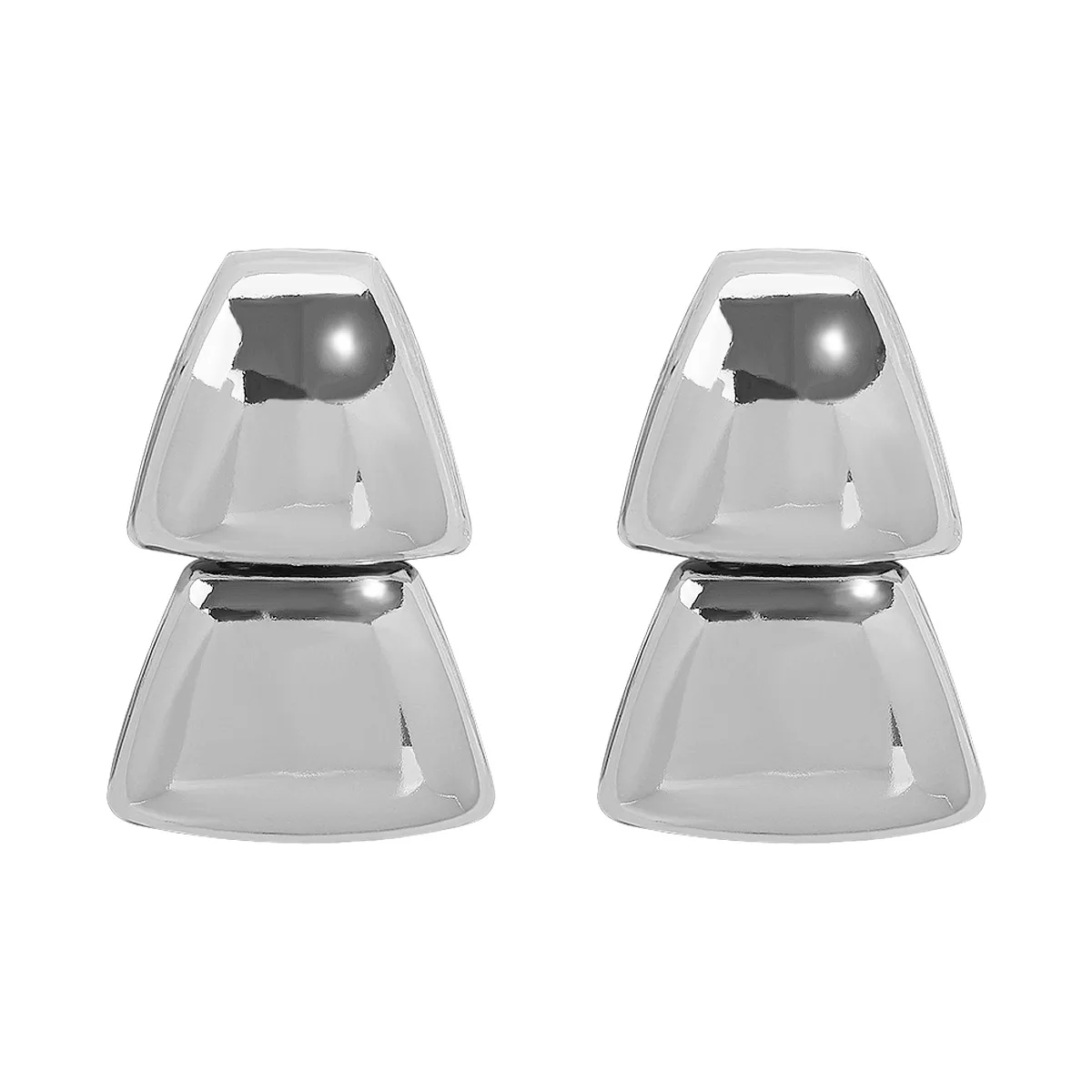 Fashion metal glossy geometric quadrilateral connected earrings retro simple metal style earrings