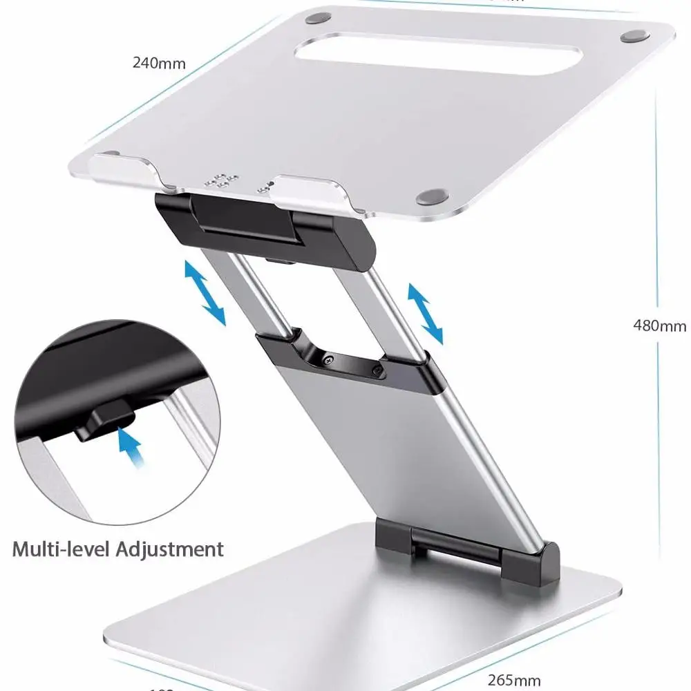 Height Angle Adjustable Ergonomic Sit to Stand Laptop Holder Convertor Aluminum Laptop Stand Laptop Riser Notebook Holder Stand
