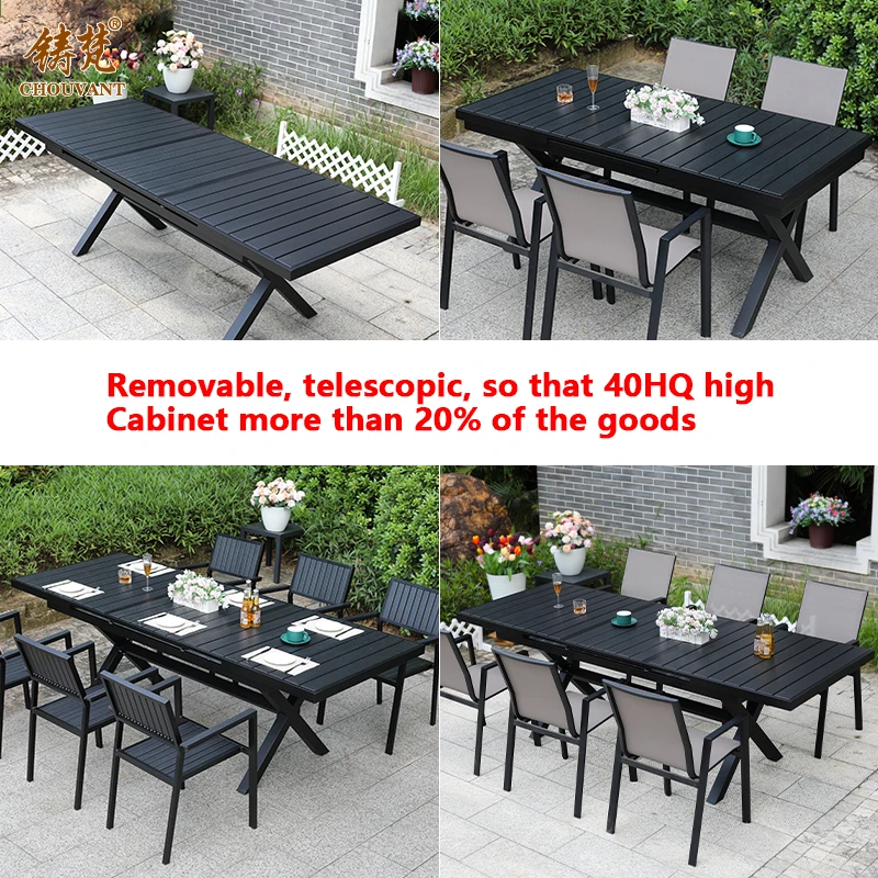 Foshan Garden Patio furniture table and chair Outdoor restaurant table and chair set furniture garden table can be extended